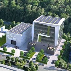 Am „Next Energy Campus“ in Siegen soll künftig erforscht werden, wie Wasserstoff in der Region dezentral produziert, gespeichert, verteilt und genutzt werden kann. So könnte der Campus aussehen.
