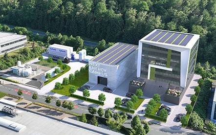 Am „Next Energy Campus“ in Siegen soll künftig erforscht werden, wie Wasserstoff in der Region dezentral produziert, gespeichert, verteilt und genutzt werden kann. So könnte der Campus aussehen.
