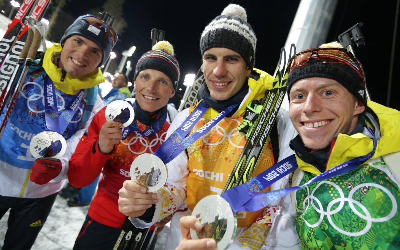 Deutsche Biathlon-Staffel von Sotschi 2014