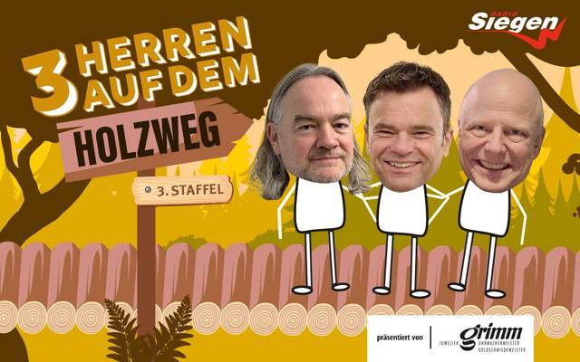 Drei Herren auf dem Holzweg
