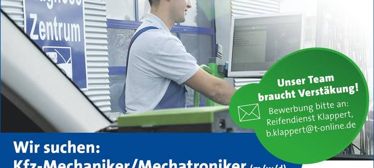 Reifendienst Klappert sucht: KFZ-Mechaniker/ Mechatroniker