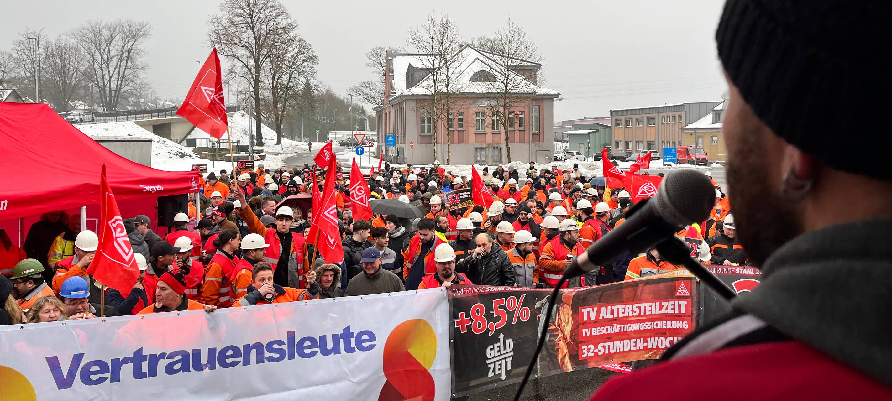 Stahlarbeiter im Streik