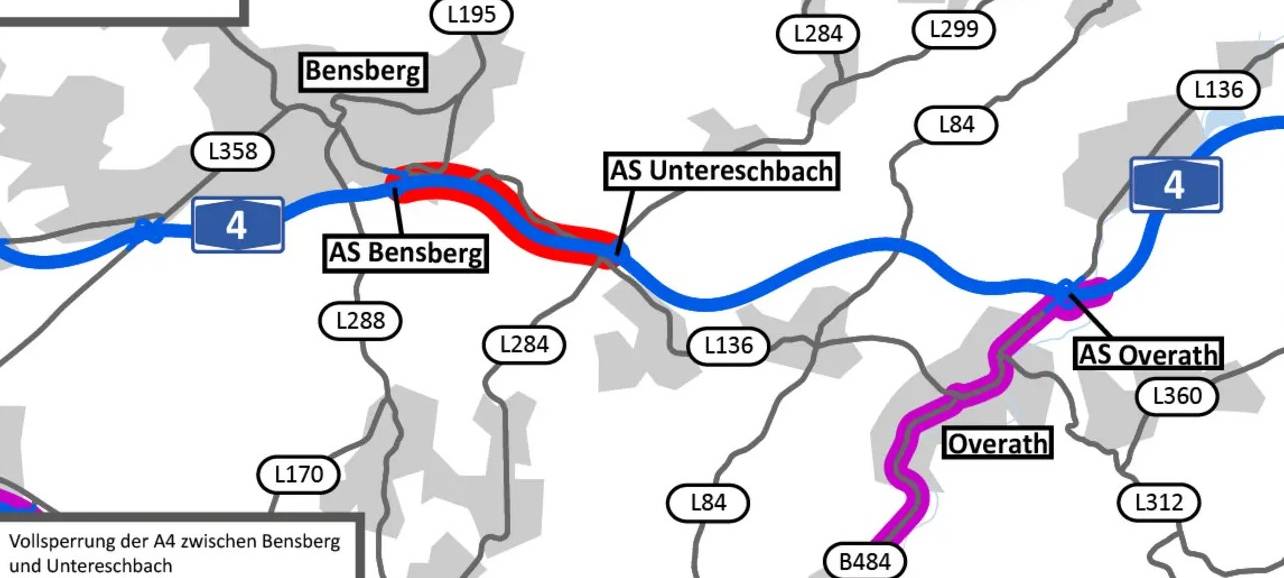 Vollsperrung Autobahn A 4