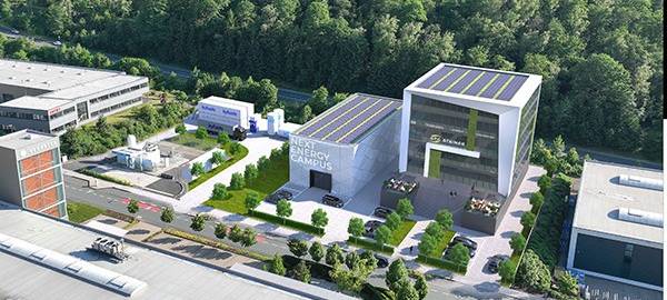 Am „Next Energy Campus“ in Siegen soll künftig erforscht werden, wie Wasserstoff in der Region dezentral produziert, gespeichert, verteilt und genutzt werden kann. So könnte der Campus aussehen.