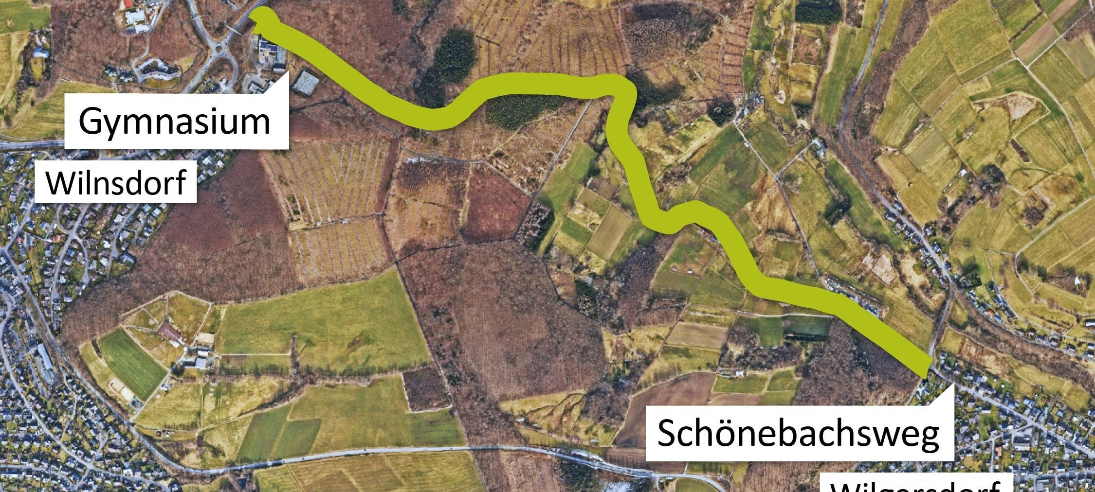 Streckenverlauf des geplanten Radweges zwischen Wilgersdorf und Wilnsdorf