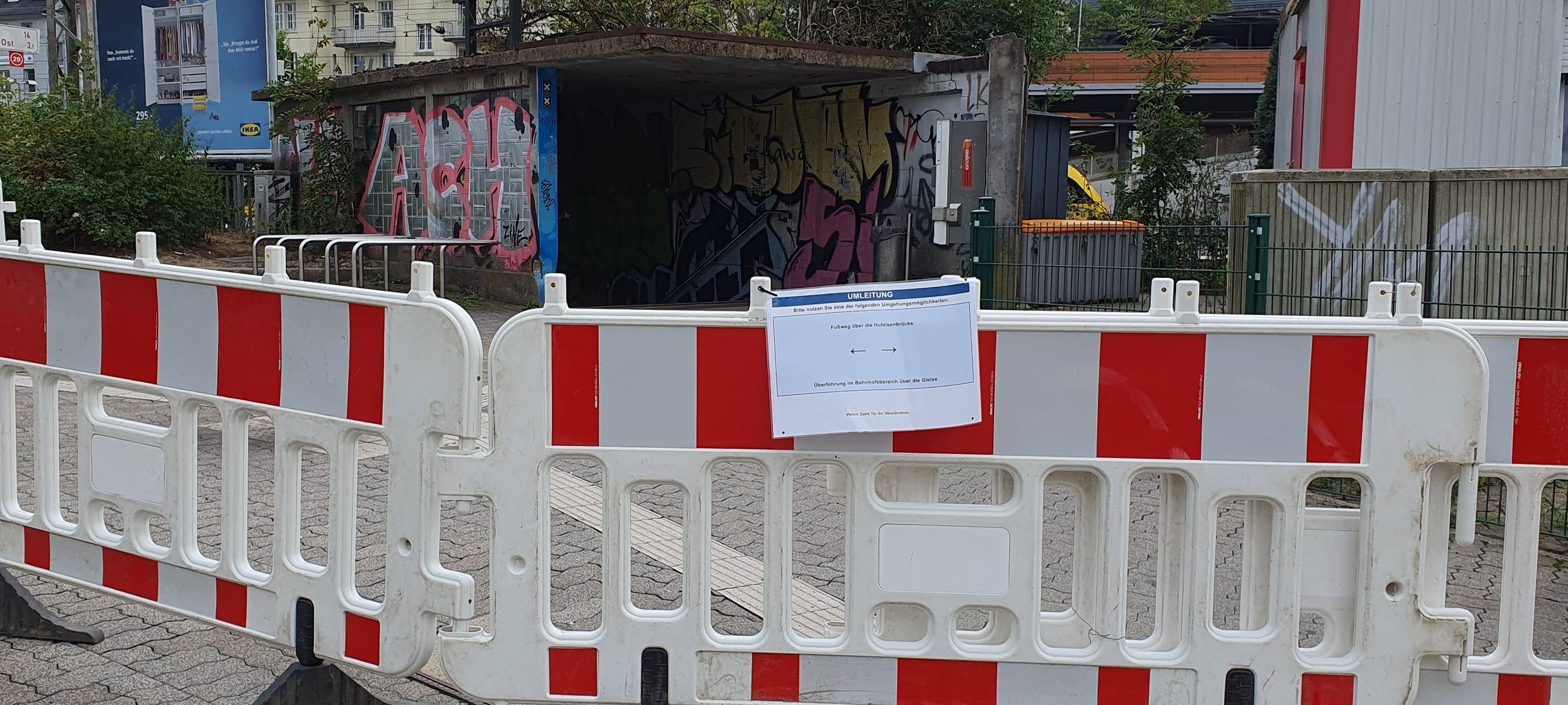 Fußgängerunterführung gesperrt