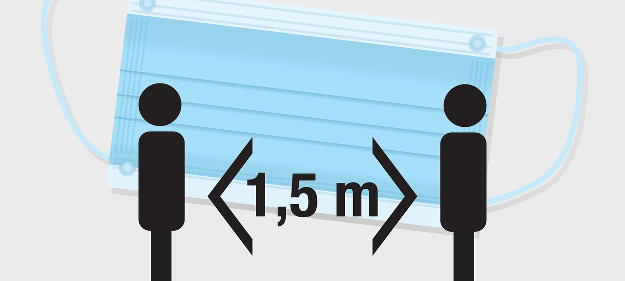 Weiter Mundschutz und Abstand